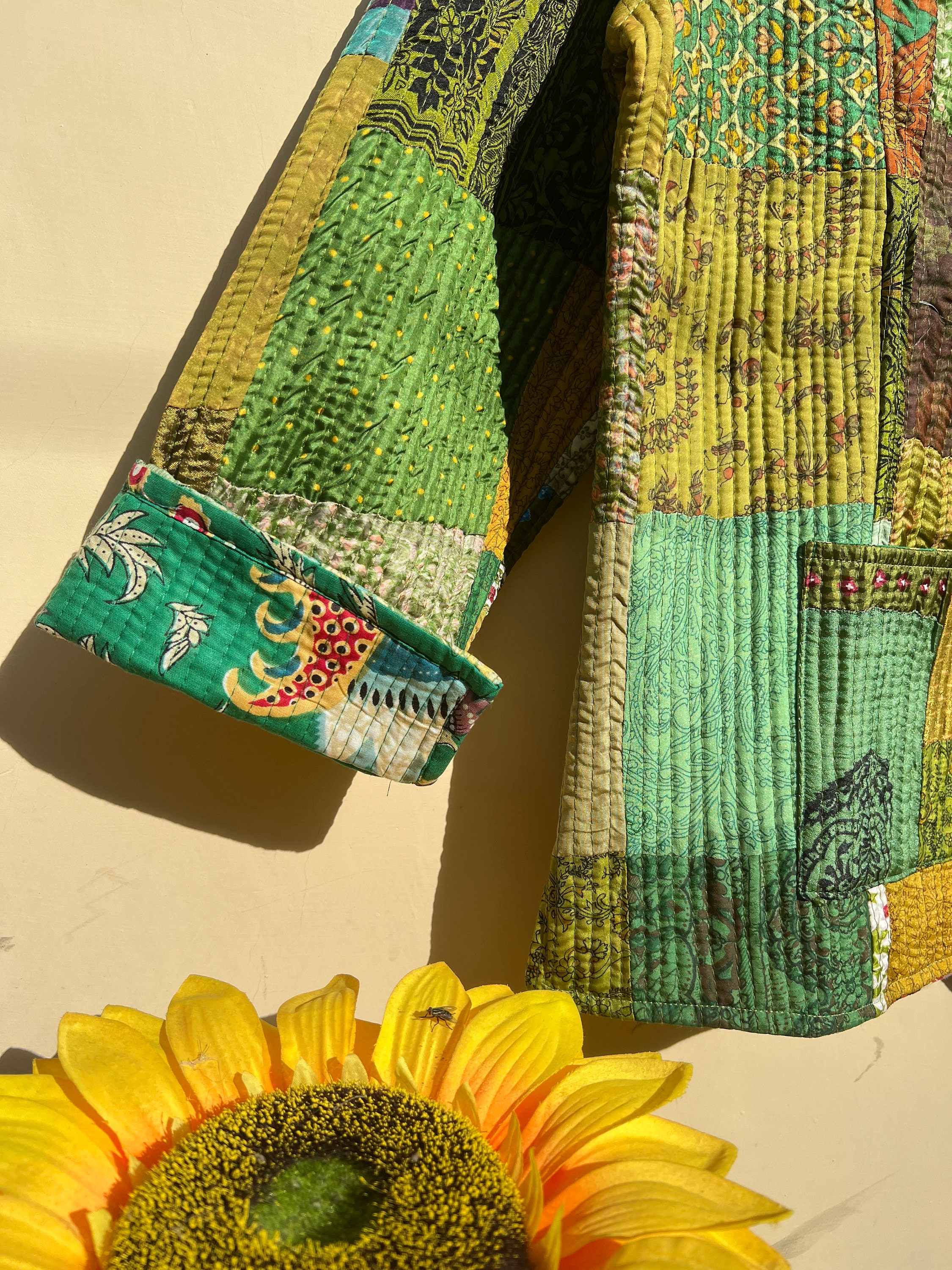 Veste matelass?�e vintage indienne faite ?� la main, manteaux, nouveau style, Boho, veste en coton 