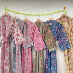 Beautiful Cotton Kimono Dress, Bath Robe Kimono, hand Block Printed Cotton Kimono, Shower Robe, Cotton Kimono Robe, Dressing Gown