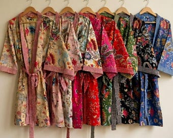 100% Cotton Kimono Robes Dress women wedding bridesmaid Robe, Shower Maternity Robe Bath robe Dressing Gown gifts Beachwear long/short