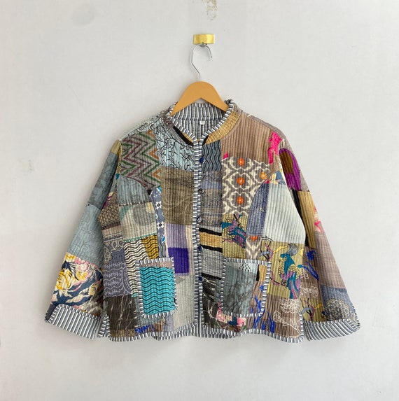 Patchwork Cotton Jacket Hand Stitched Quilted Patchwork