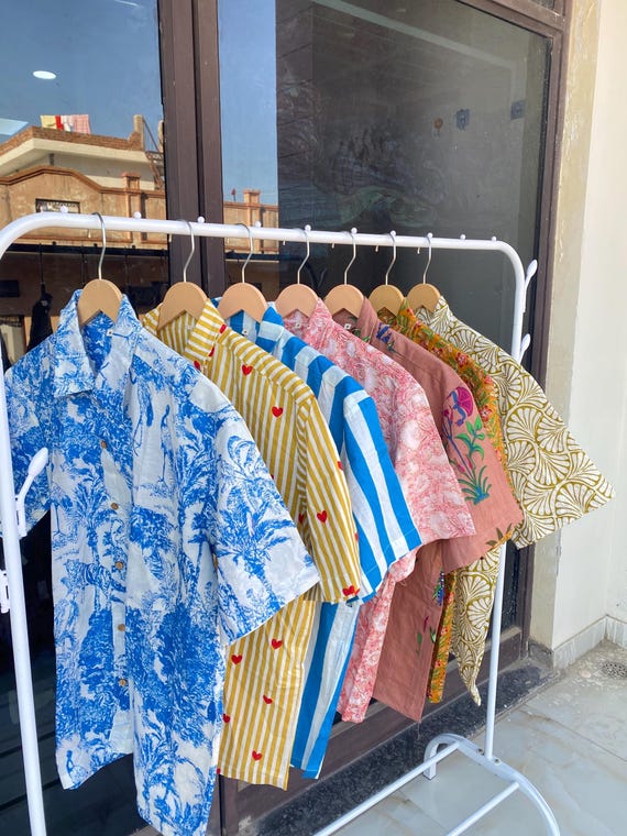 Handmade Floral Cotton Shirts, Summer Beach Wear Shirts, Men's Cotton Shirts, Short Sleeves Shirt For Men's, Indian Cotton Comfortable Shirt