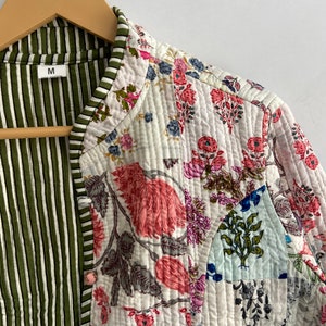 Patchwork Cotton Quilted Jacket Bohemian Winter Wear Coat Reversible ...