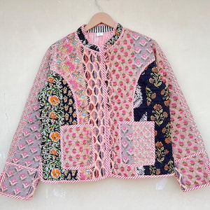 Patchwork Baumwolle Steppjacke, Indischer Handgemachter Wendemantel
