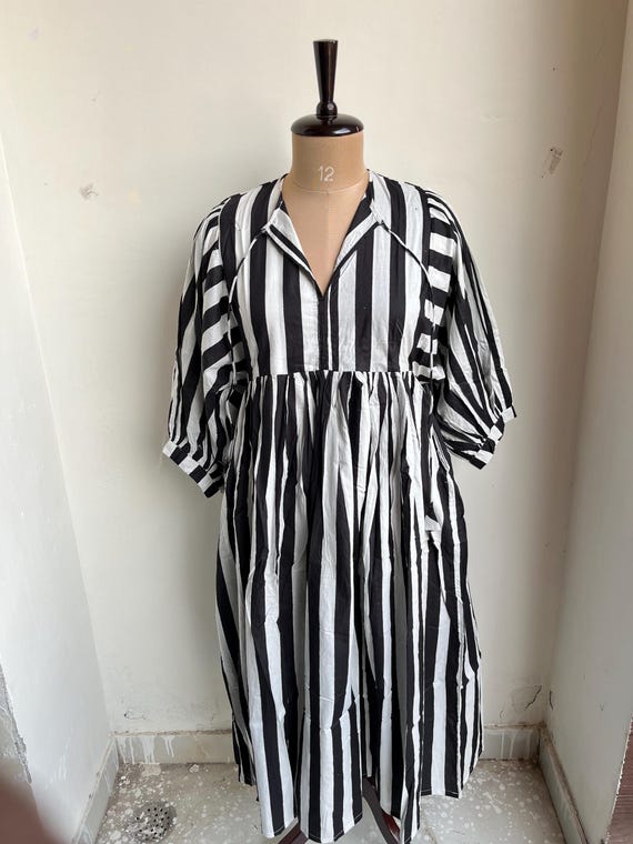 Stripe Print Cotton Gauze Dress, Indian Summer Clothing Mini and Midi Dresses Stripe Print Cotton Gauze Dress, Indian Summer Clothing Mini and Midi Dresses