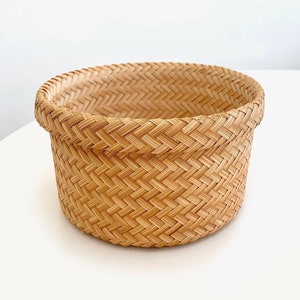 BAMBOO BASKET CONTAINER | Handmade Thai Rattan Straw Fruit Bowl | Sustainable Wicker Rattan Decor | Thailand Eco Home Decoration Storage