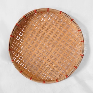 SMALL BAMBOO TRAY | Handmade Traditional Thai Rattan Straw Sieve Basket | Sustainable Serving Eco Strainer Decor | Boho Wall Decoration Art