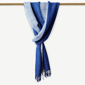 INDIGO PFLANZEN SCHAL | Handgewebte Naturfarbstoff-Baumwolle | Handgemachte Blau Weiß Thai Asiatisch Schal | Einzigartige Eco Herbst Herbst Winter Schals Geschenkidee