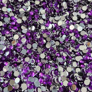DK Purple Resin Rhinestones, Non-Hotfix, Flatback 1000 pcs, Choose Size: 2mm, 3mm, 4mm, 5mm or 300pcs 6mm