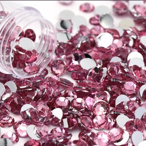 Dark Pink Resin Rhinestones, Non-Hotfix, Flatback 1000 pcs, Choose Size: 2mm, 3mm, 4mm, 5mm or 300pcs 6mm