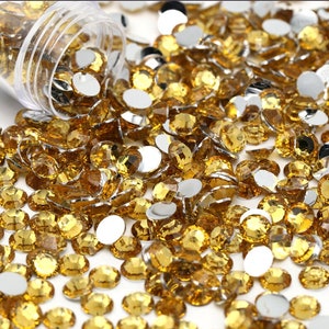 Topaz Resin Rhinestones, Non-Hotfix, Flatback 1000 pcs, Choose Size: 2mm, 3mm, 4mm, 5mm or 300pcs 6mm
