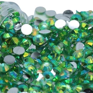 Light Peridot AB Resin Rhinestones, Non-Hotfix, Flatback 1000 pcs, Choose Size: 2mm, 3mm, 4mm, 5mm, or 300pcs 6mm