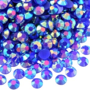 Jelly Sapphire AB Rhinestones, Non-Hotfix, Flatback 1000 pcs, Choose Size: 2mm, 3mm, 4mm, 5mm or 300pcs 6mm