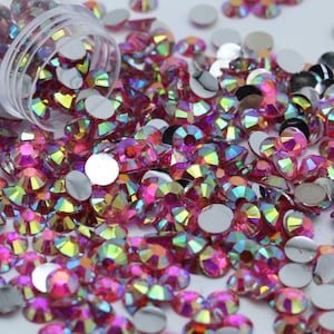 Dark Rose AB Resin Rhinestones, Non-Hotfix, Flatback 1000 pcs, Choose Size: 2mm, 3mm, 4mm, 5mm or 300pcs 6mm