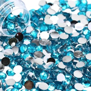 Capri Blue Resin Rhinestones, Non-Hotfix, Flatback 1000 pcs, Choose Size: 2mm, 3mm, 4mm, 5mm or 300pcs 6mm
