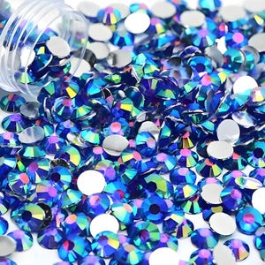 Sapphire AB Resin Rhinestones, Non-Hotfix, Flatback 1000 pcs, Choose Size: 2mm, 3mm, 4mm, 5mm or 300pcs 6mm