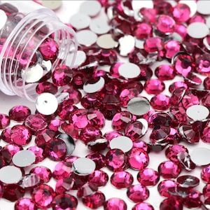 DK Rose Pink Resin Rhinestones, Non-Hotfix, Flatback 1000 pcs, Choose Size: 2mm, 3mm, 4mm, 5mm or 300pcs 6mm