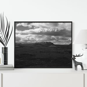 Iceland mountain black and white landscape photography. Printable wall art. Ready made to print out for any ratio.