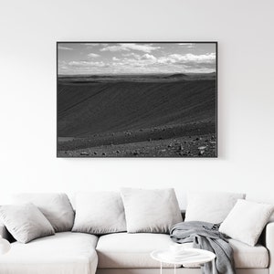 Iceland volcano black and white landscape photography. Printable wall art. Ready made to print out for any ratio.