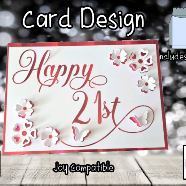 21st Birthday | SVG | On Your Birthday | Pop Up Card | Card Insert | SVG | Card Making | 3D Card | Card Template | Includes Envelope.