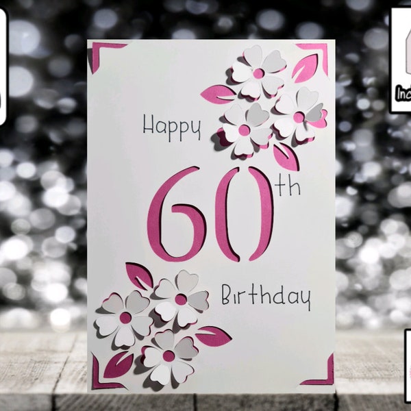 60th Birthday | SVG | On Your Birthday | Pop Up Card | Card Insert | SVG | Card Making | 3D Card | Card Template | Includes Envelope.