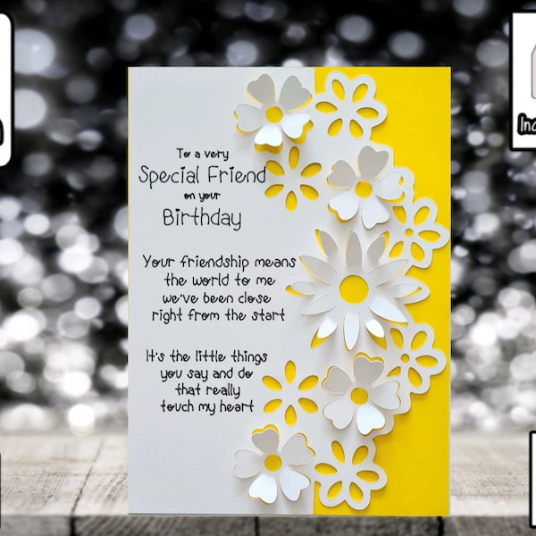 Friend Birthday | SVG |  Birthday Card  | Card Insert | SVG | Card Making | Card Template | Includes Envelope | SVG | Joy
