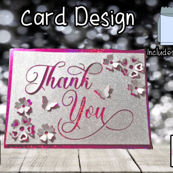 Thank You | SVG | Thank You card | Pop Up Card | Card Insert | SVG | Card Making | 3D Card | Card Template | Includes Envelope.