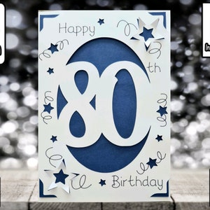 80th Birthday | SVG | On Your Birthday | Pop Up Card | Card Insert | SVG | Card Making | 3D Card | Card Template | Includes Envelope.