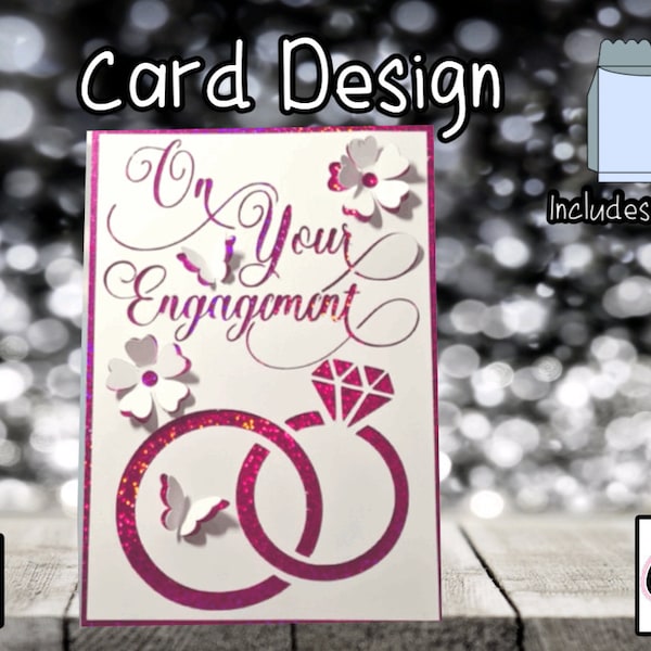 Engagement Card | SVG | Pop up | 3D Card | Engagement | Card Insert | SVG | Card Making | 3D Card | Card Template | Includes Envelope.