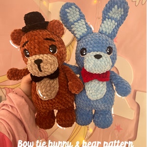 Bow Tie Bunny and Bear- crochet pattern