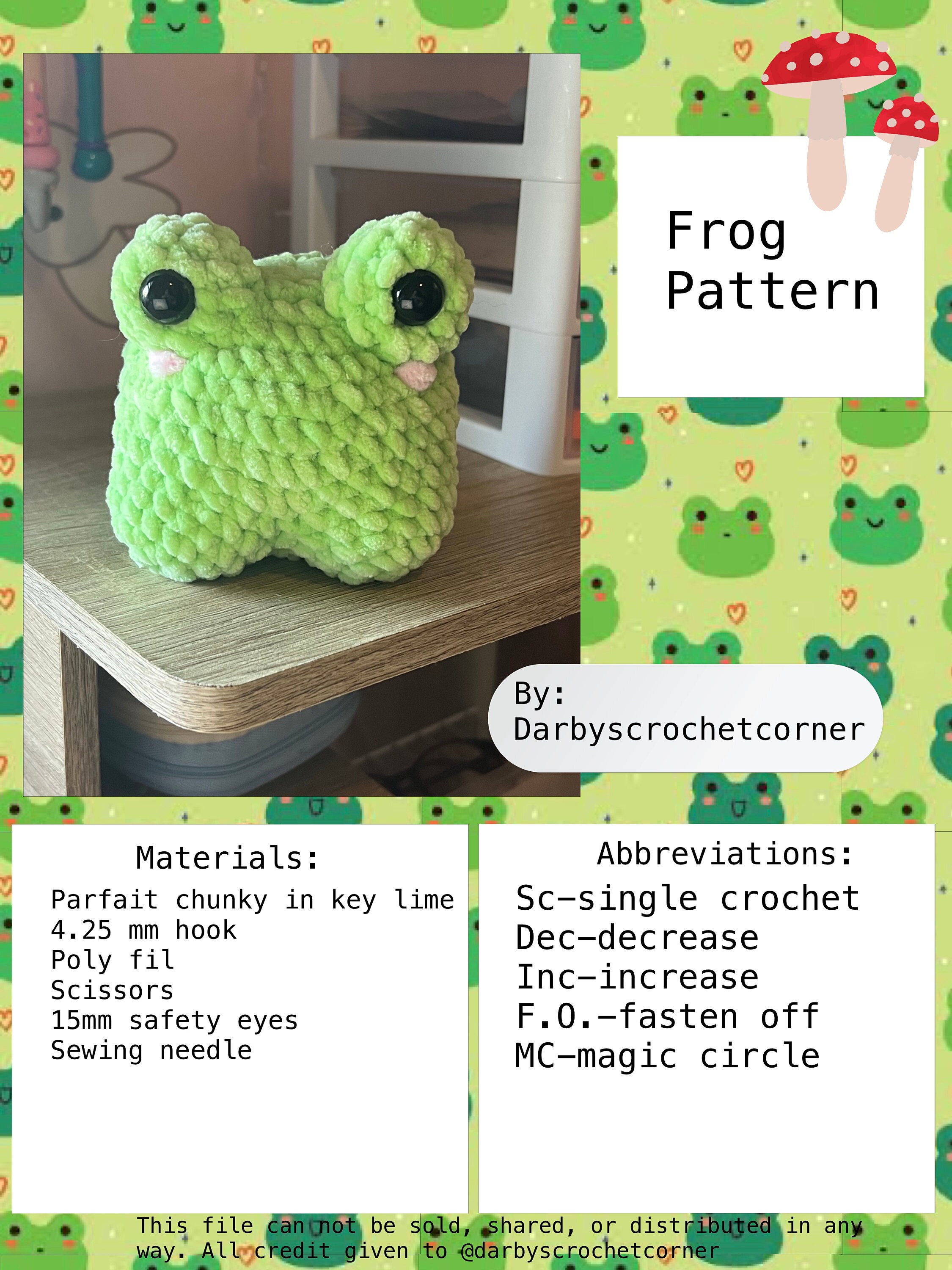Low Sew Frog Crochet Pattern 