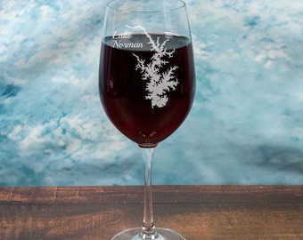 Custom Lake Map Engraved on a 21 oz Wine Glass | Housewarming gift for Lake House