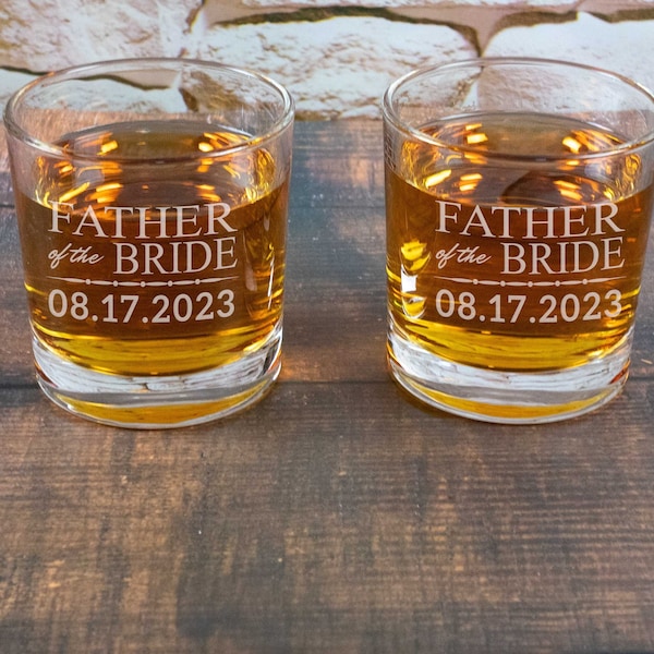 Custom Whiskey Glass for Father of the Bride or Father of the Groom | Wedding Gift for Grandparents and Brother