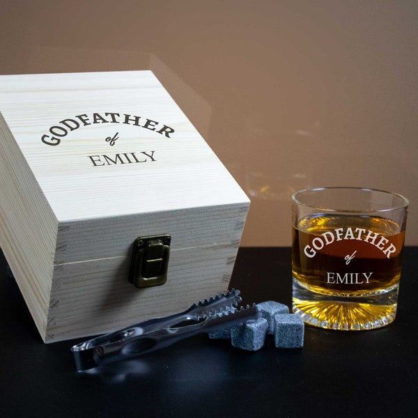 Personalized Godfather Proposal, Whiskey Glass Engraved, Baptism Gift, Godmother Rocks Glass