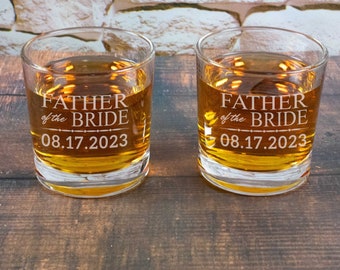 Custom Whiskey Glass for Father of the Bride or Father of the Groom | Wedding Gift for Grandparents and Brother