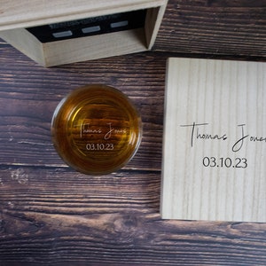 Personalized Bourbon Glass in a Wood Gift Box | Signature Engraved Bourbon Glass | Custom Birthday Gift