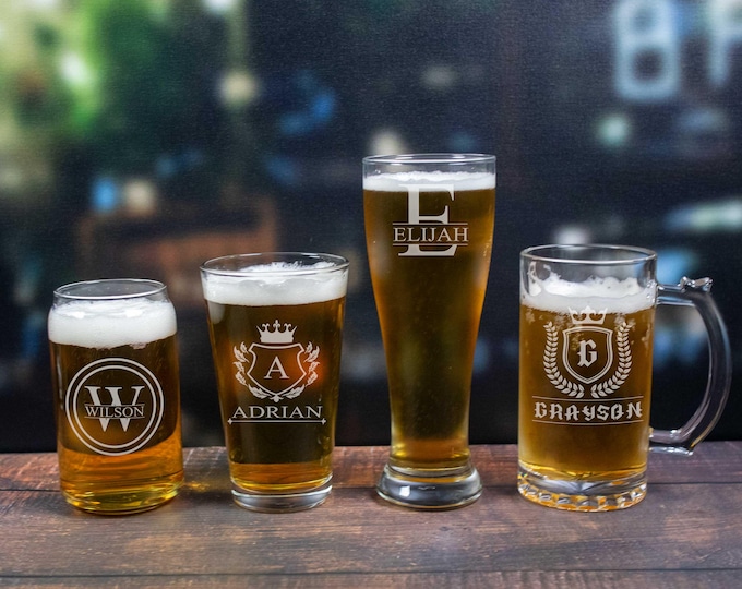 Personalized Beer Glasses Engraved | Pilsner | Beer Mug | Pint | Beer Can | Gift for Boyfriend | Fathers Day | Birthday | Husband Gift