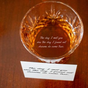 Custom Secret Message Whiskey Glass | Your Handwriting Engraved on the Bottom of Rocks Glass | Anniversary Gift for Husband