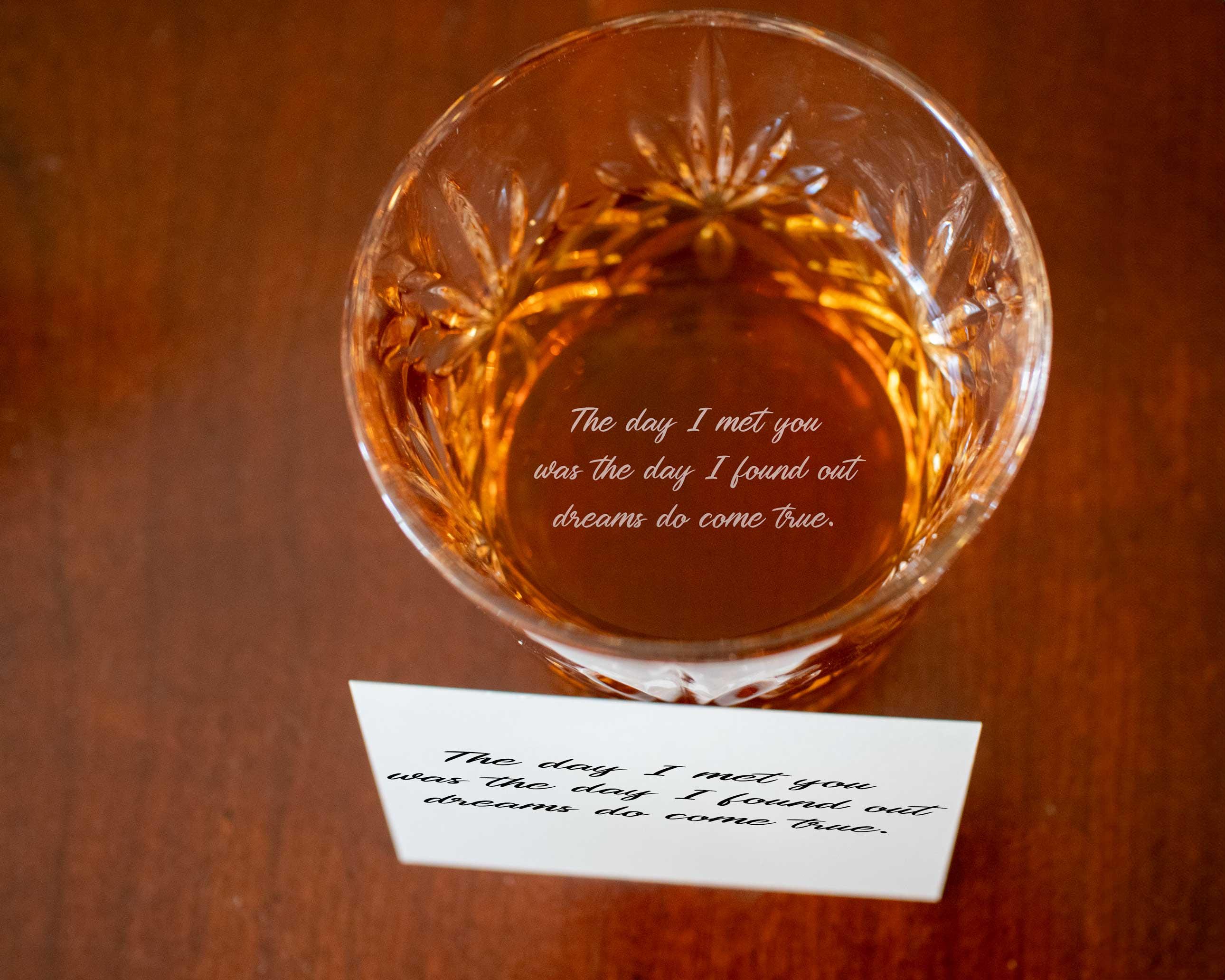 Custom Secret Message Whiskey Glass | Your Handwriting Engraved on the Bottom of Rocks Glass | Anniversary Gift for Husband