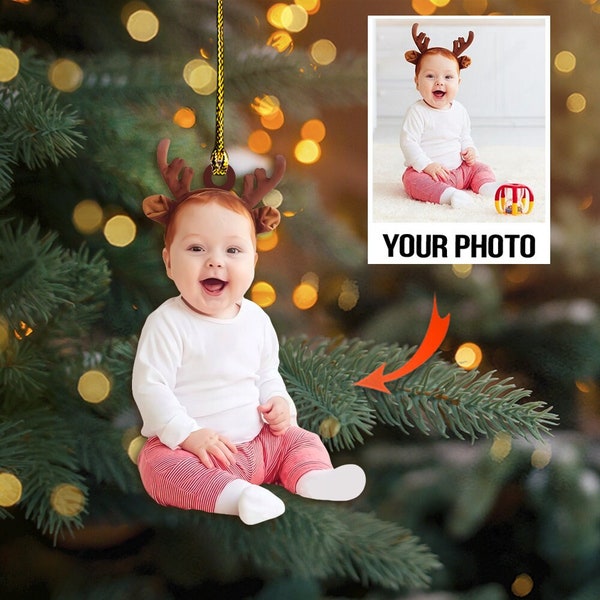 Custom Photo Ornament, Baby Photo Ornaments, Photo Ornament Christmas, Picture Acrylic Ornament, Baby Ornaments, Kid Ornament, Xmas Gift
