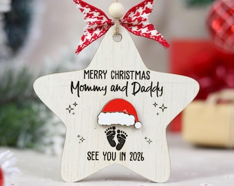Merry Christmas Mommy And Daddy See You In 2026 Ornament, Expecting Baby Ornament, Baby Announcement Gift, Pregnancy Ornaments Keepsake