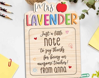 Personalized Teacher Sticky Note Pad Holder, Custom Pencil Crayon Post It Note Holder, Sticky Note Holder, Teachers Appreciation Gift