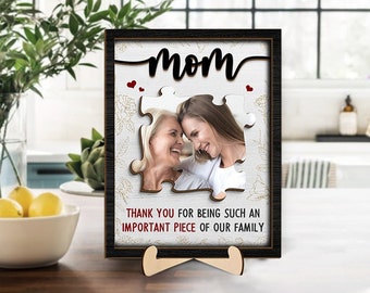 Custom Photo An Important Piece Of Our Family, Family Personalized Custom 2-Layered Wooden Plaque, House Warming Gift For Mom, Grandma