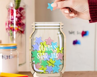 Tarro de estrellas de estímulo especial personalizado, tarro de estrellas arcoíris para el maestro del aula, tarro de recompensa magnético, sistema de recompensas para el comportamiento de los niños