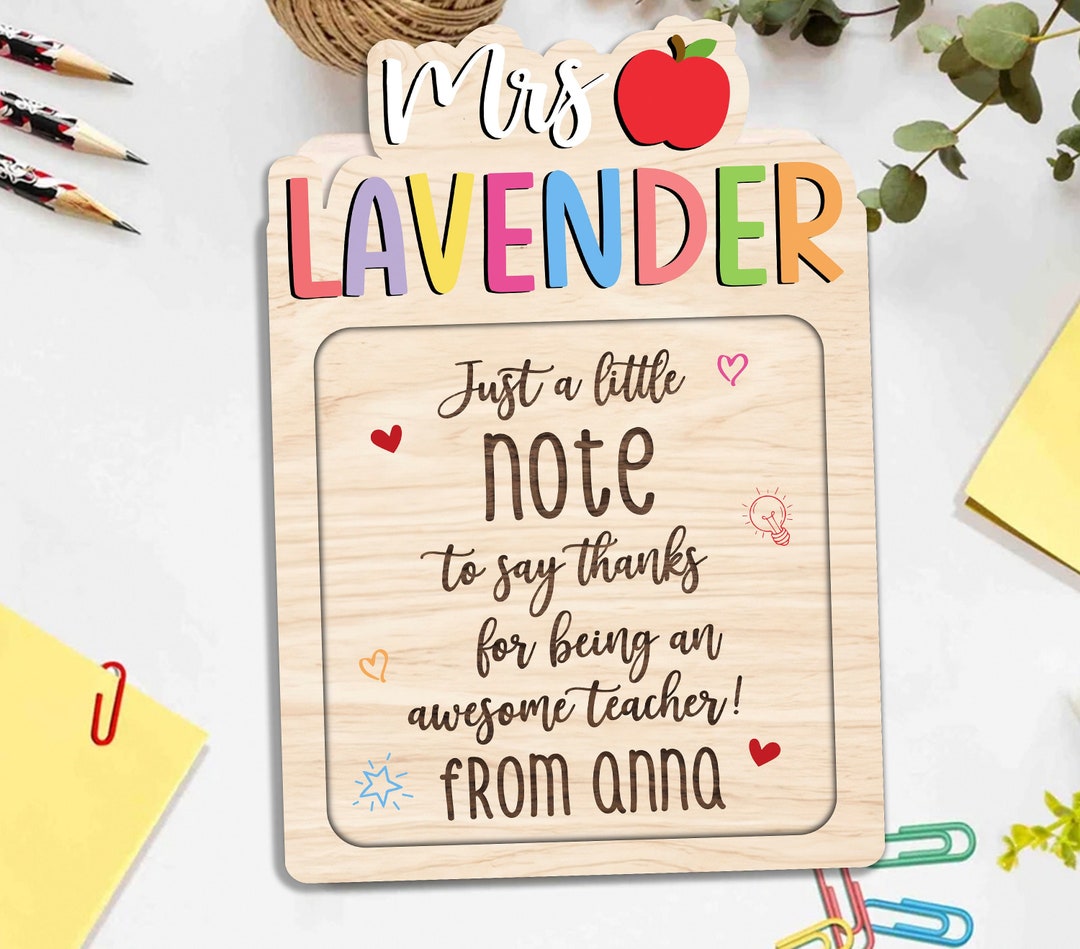 Personalized Teacher Sticky Note Pad Holder, Custom Pencil Crayon Post ...