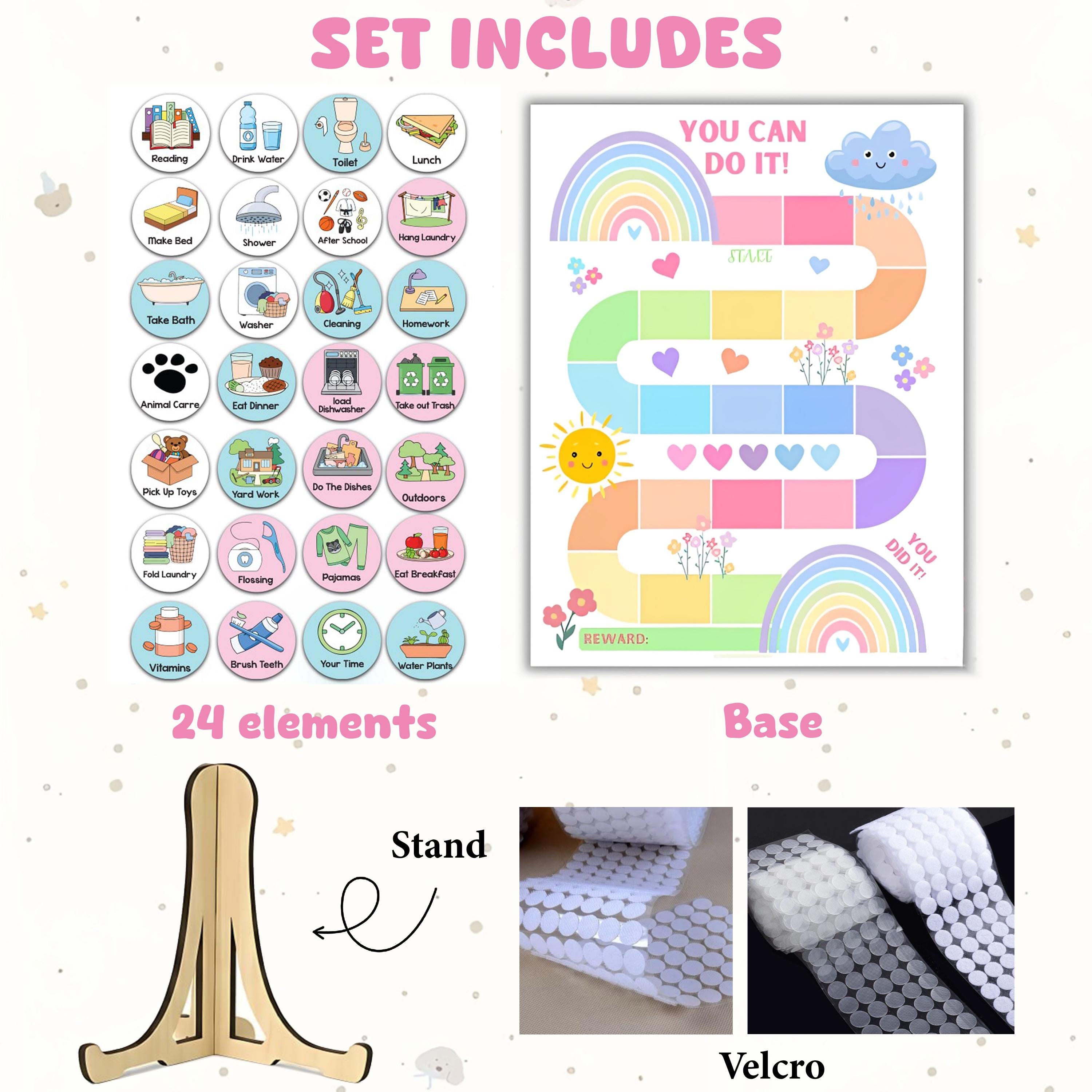 Daily Routine Velcro Personalized Kids Routine Chart With Velcro Tokens, Custom Wooden Chore ...