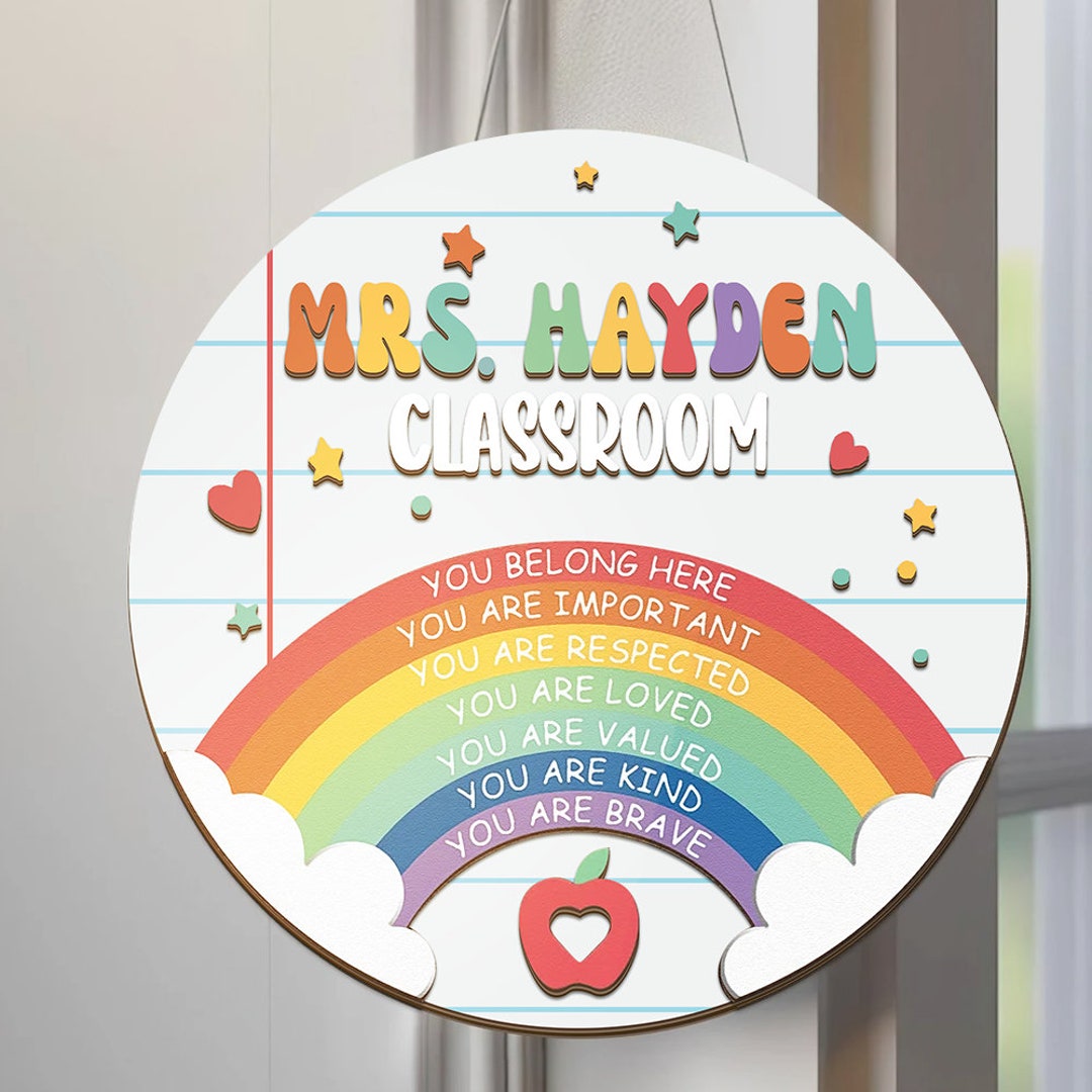 Personalized Teacher Sign, Classroom Door Hanger, Teachers Appreciation ...