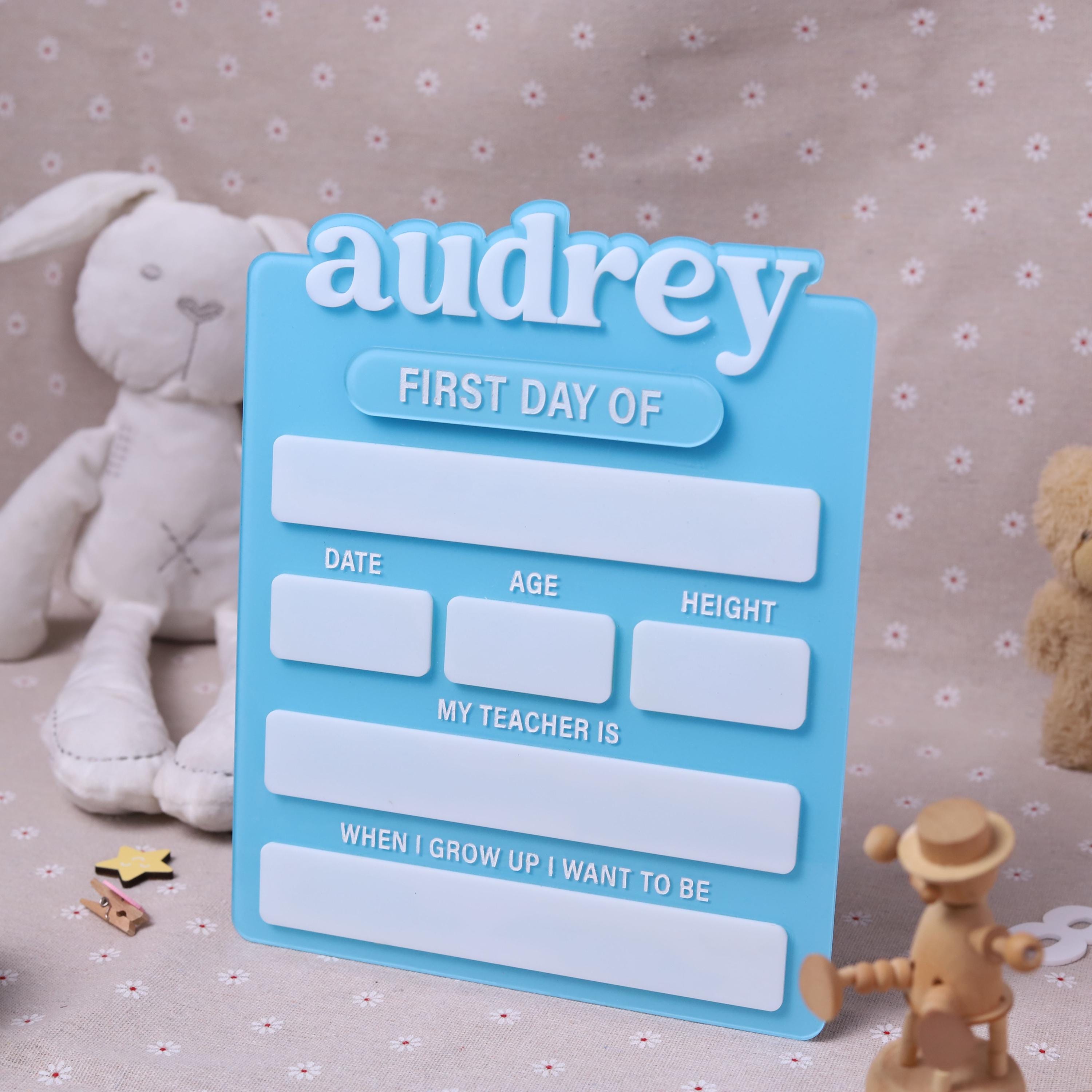 Personalized Acrylic First Day of School Sign: Photo Prop Keepsake