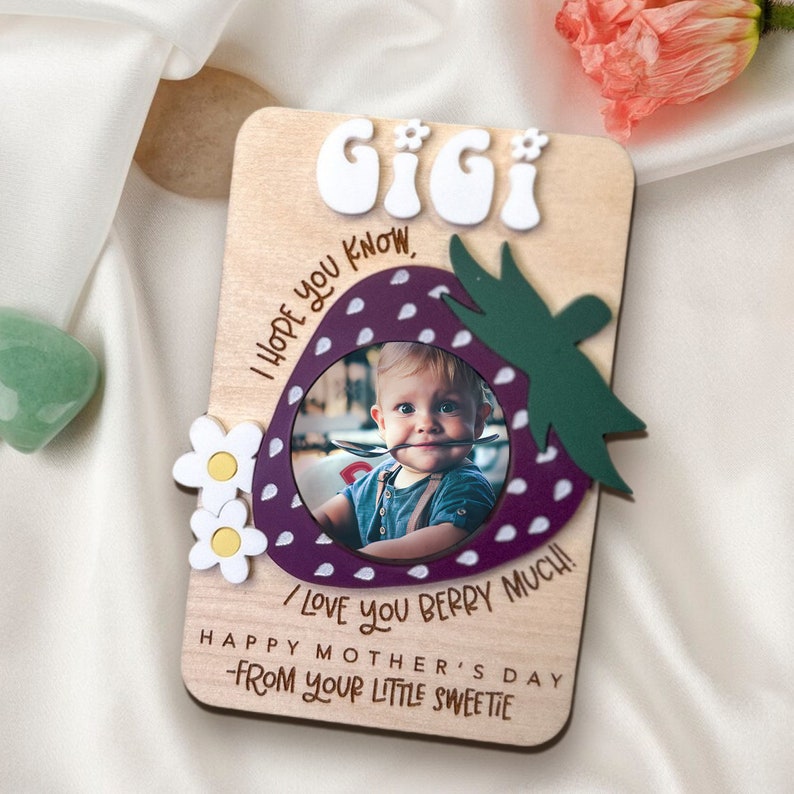 Fridge Photo Magnet, Love You Berry Much, Gift for Mom, Mother's Day Gift, Gift for Grandma, Frame Magnet, Lemon Magnet, Personalized Gift image 4