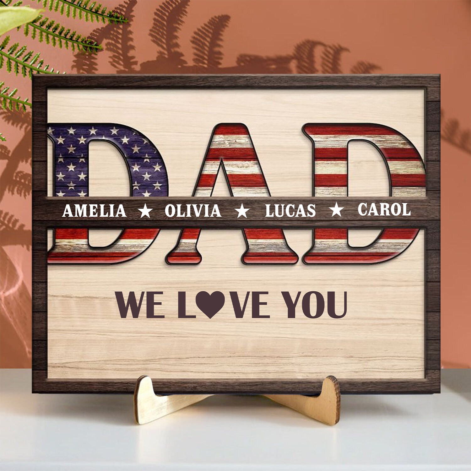 Personalized Dad Sign With Kids Names, Custom Dad Wood Sign, Father's ...