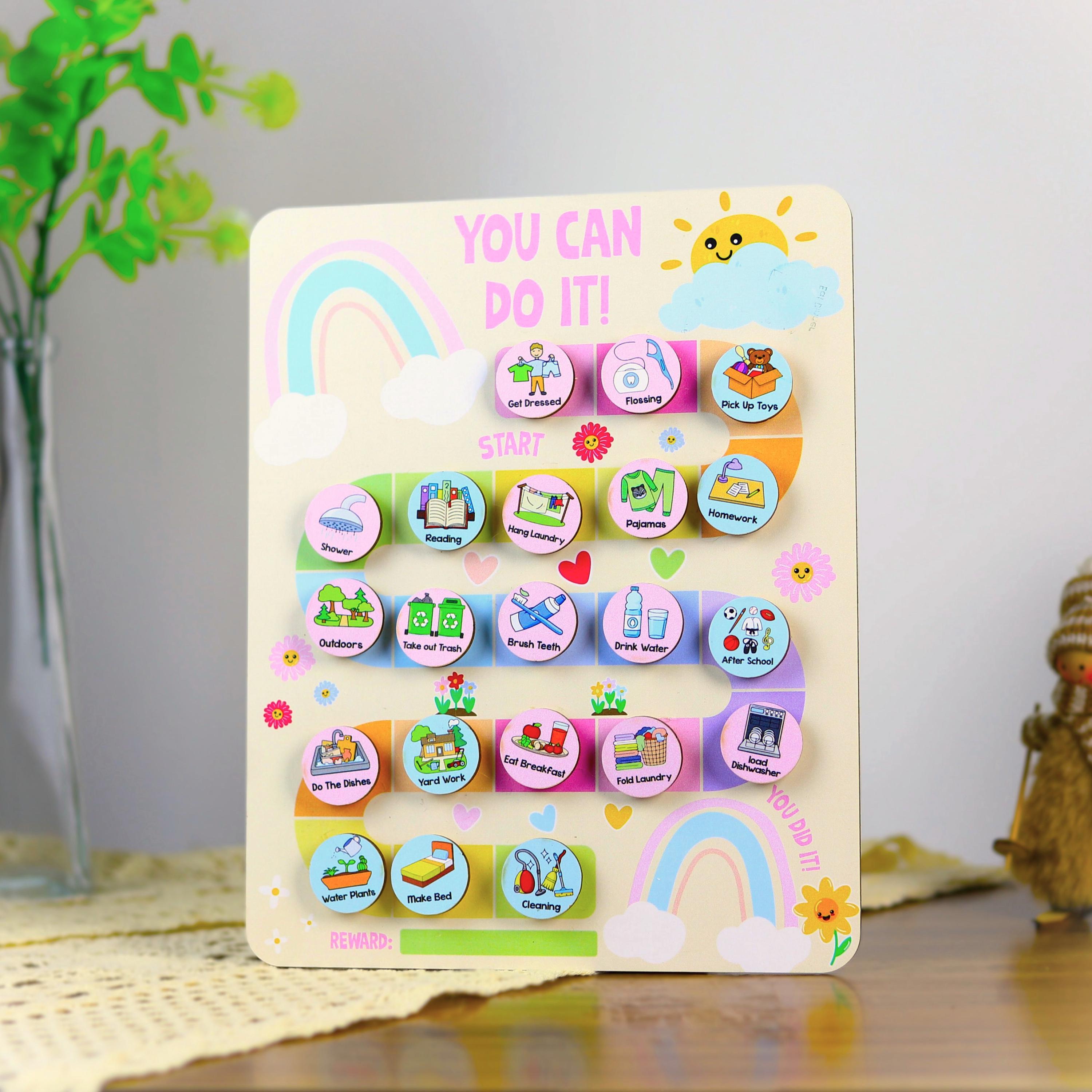Daily Routine Velcro Personalized Kids Routine Chart With Velcro Tokens, Custom Wooden Chore ...